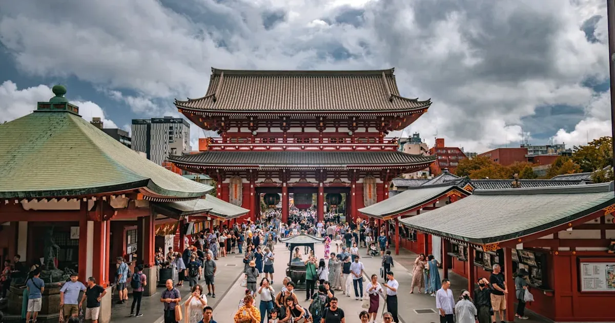 Senso-ji temple in Asakusa Tokyo at sunrise with the iconic lantern gate and empty streets