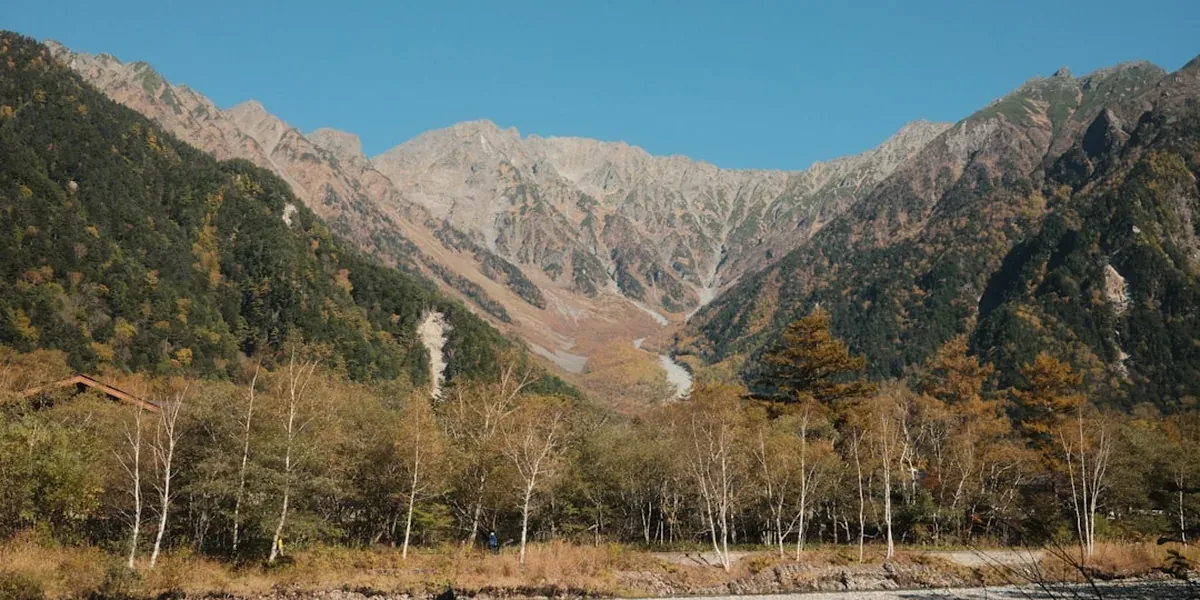 The Kamikochi alpine valley in the Japanese Alps with the Hotaka mountain range in the background