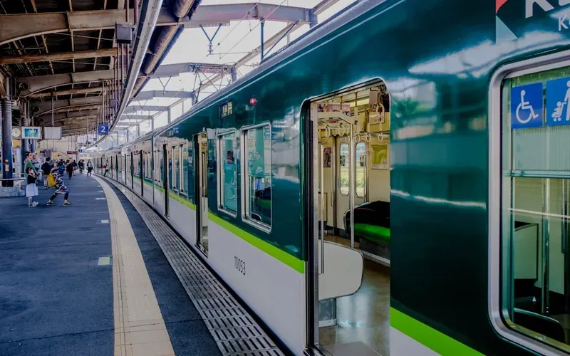 Regional JR train at a Kansai Japan station — covered by the JR West Kansai pass