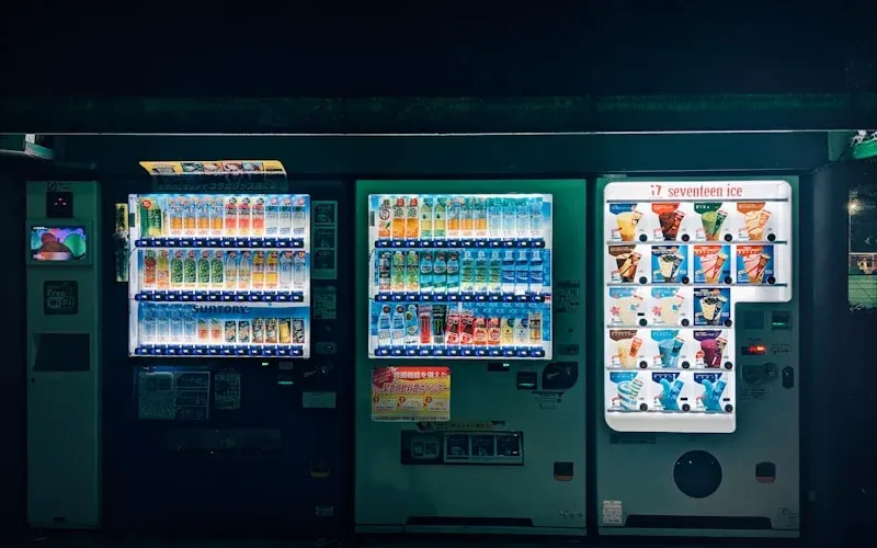 Rows of canned coffee and drinks at a Japanese convenience store